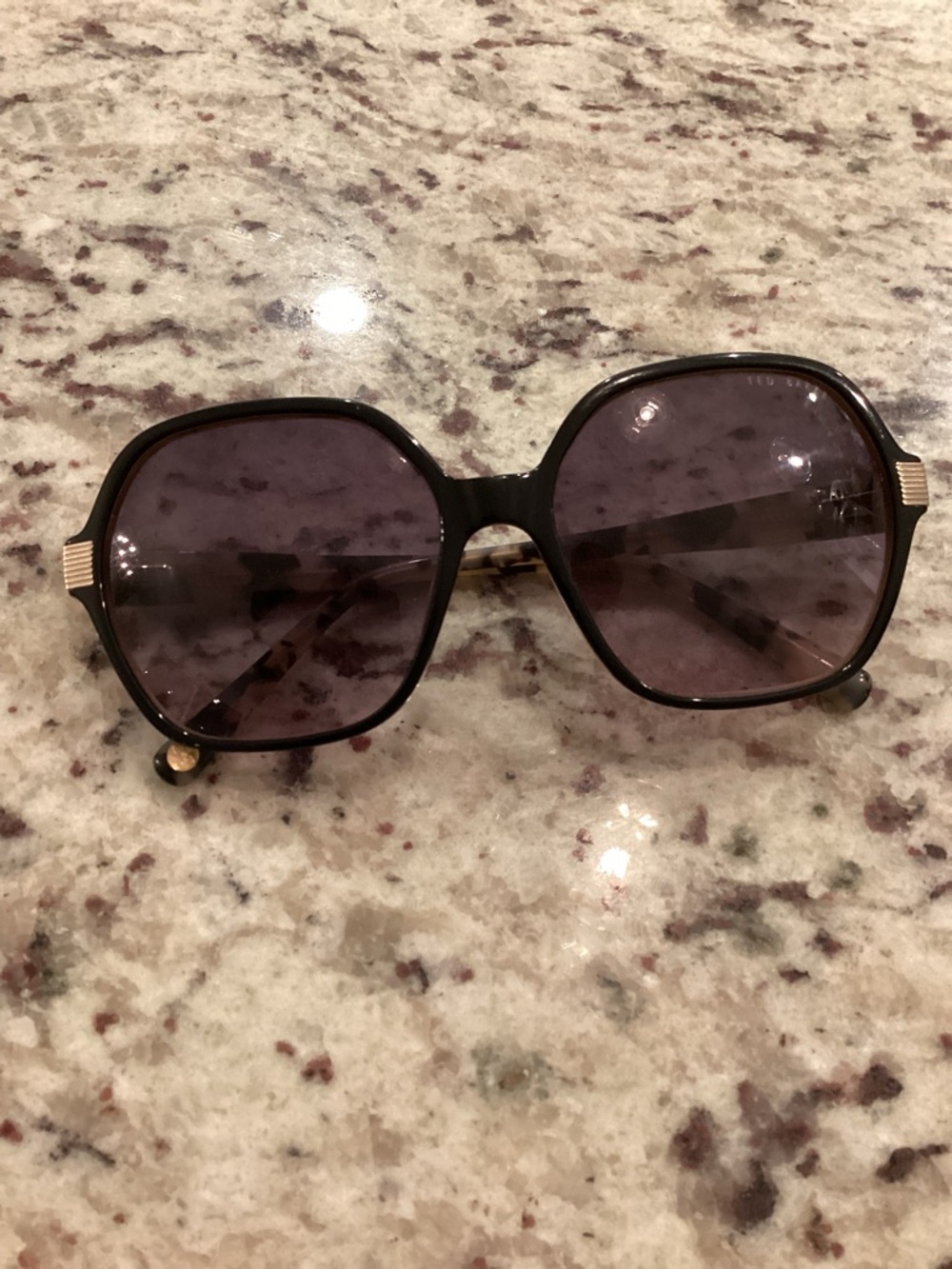 Ted Baker Black Sunglasses with Dark Gray Lenses and Gold Accents